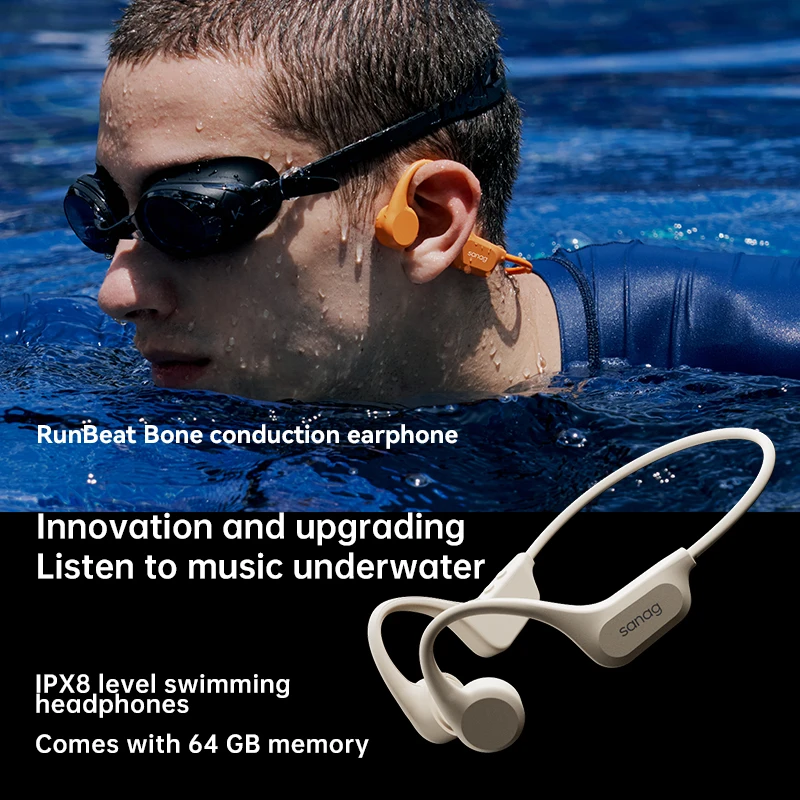 B60S True Bone Conduction Bluetooth 5.3 Wireless Earphones IPX8 Swimming Riding
