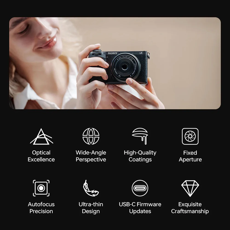 28Mm F4.5 Pancake Lens Autofocus Full Frame Lens Retro Ultra-Thin 60G for Sony E