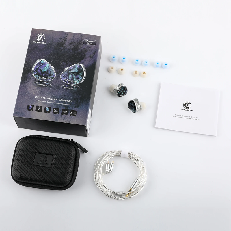 DAWN Ms Purple-Gold Diaphragm Dynamic Driver IEM Headphones with OFC Shielded Ca