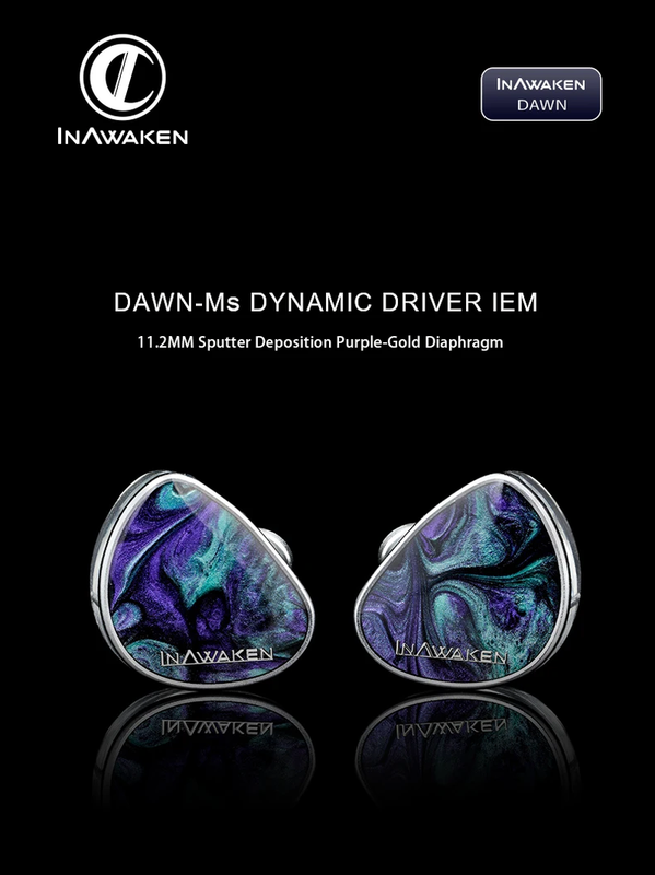DAWN Ms Purple-Gold Diaphragm Dynamic Driver IEM Headphones with OFC Shielded Ca