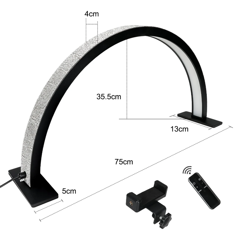55Cm 75Cm Half Moon Light Half Moon Nail Desk Lamp with Remote Mobile Phone Clip