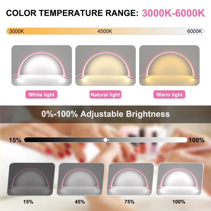 55Cm 75Cm Half Moon Light Half Moon Nail Desk Lamp with Remote Mobile Phone Clip