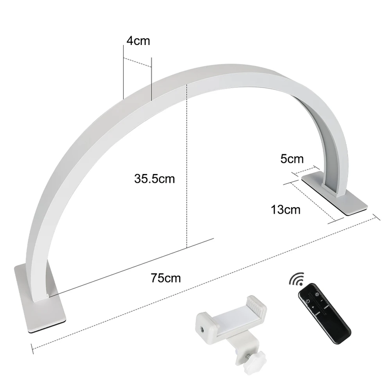 55Cm 75Cm Half Moon Light Half Moon Nail Desk Lamp with Remote Mobile Phone Clip