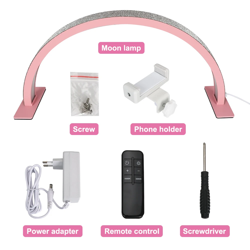 55Cm 75Cm Half Moon Light Half Moon Nail Desk Lamp with Remote Mobile Phone Clip