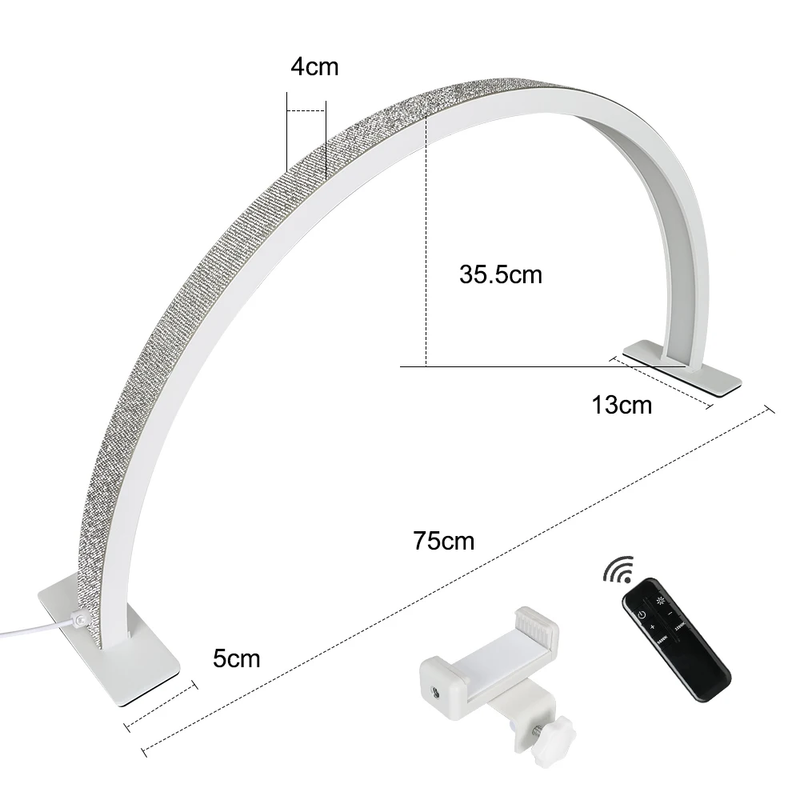 55Cm 75Cm Half Moon Light Half Moon Nail Desk Lamp with Remote Mobile Phone Clip