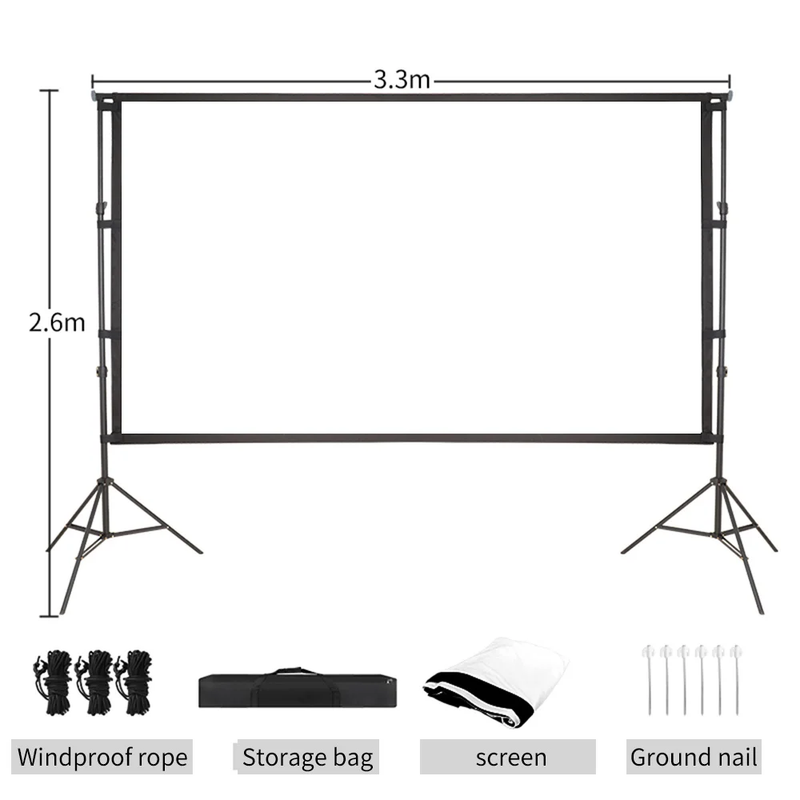 SH Portable Projector Screen with Background Stand Outdoor Movie Screen 120 Inch
