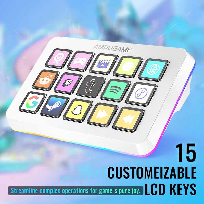 D6 Macro Stream Controller App-Triggered Actions with 15-Key Programmable Deck f