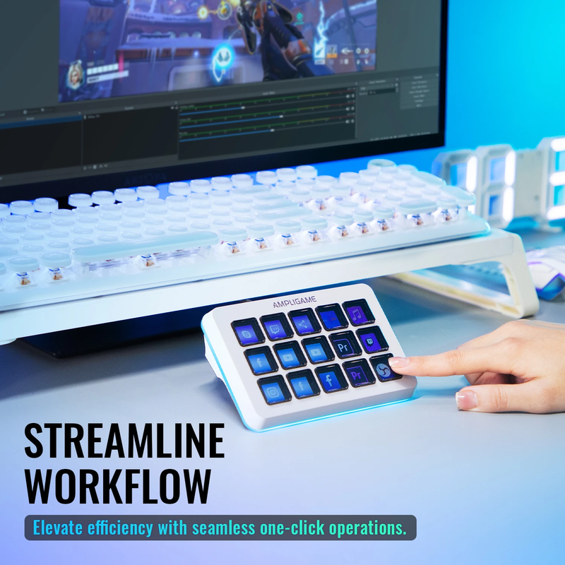 D6 Macro Stream Controller App-Triggered Actions with 15-Key Programmable Deck f