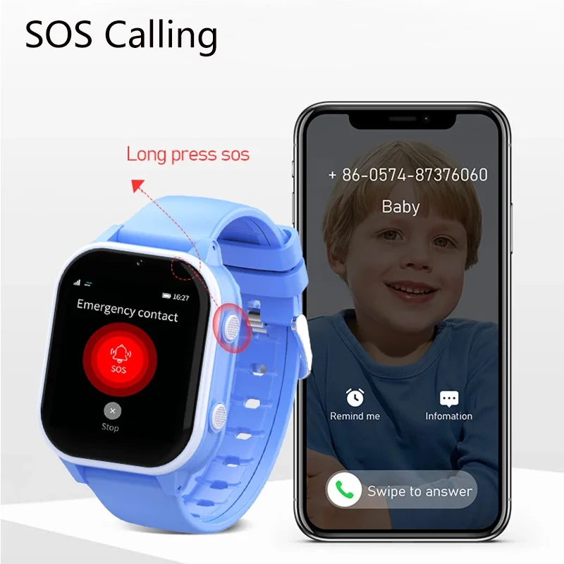 4G Kid Smart Watch WIFI GPS Tracker anti Lost Video Call Body Temperature Monito