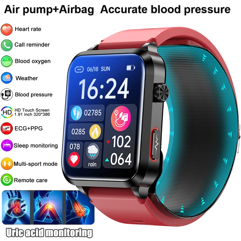 2025 New Air Pump ECG Smart Watch Men Airbag Health Watch for Huawei True Accura