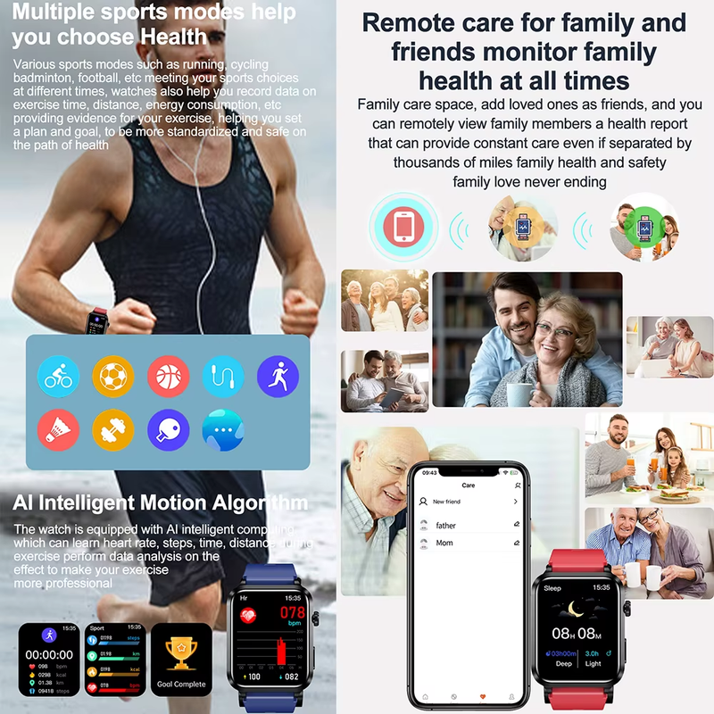 2025 New Air Pump ECG Smart Watch Men Airbag Health Watch for Huawei True Accura