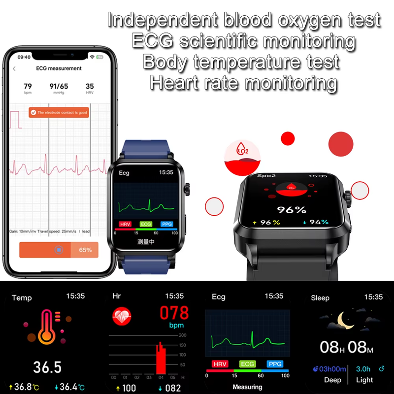2025 New Air Pump ECG Smart Watch Men Airbag Health Watch for Huawei True Accura