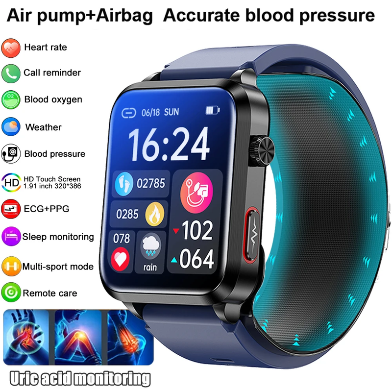 2025 New Air Pump ECG Smart Watch Men Airbag Health Watch for Huawei True Accura