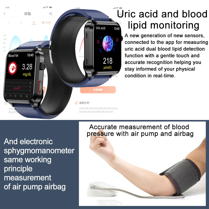 2025 New Air Pump ECG Smart Watch Men Airbag Health Watch for Huawei True Accura