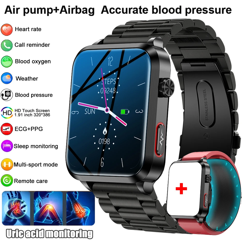 2025 New Air Pump ECG Smart Watch Men Airbag Health Watch for Huawei True Accura