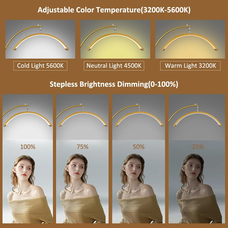 23INCH LED Half Moon Light Half Moon Adjustable Cold & Warm Lighting with Phone