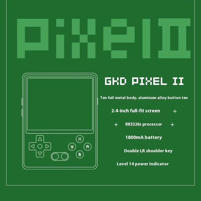 2025 GKD Pixel 2 Metal Handheld Game Console 2.4'' IPS 640X480 Retro PSP Psone 50