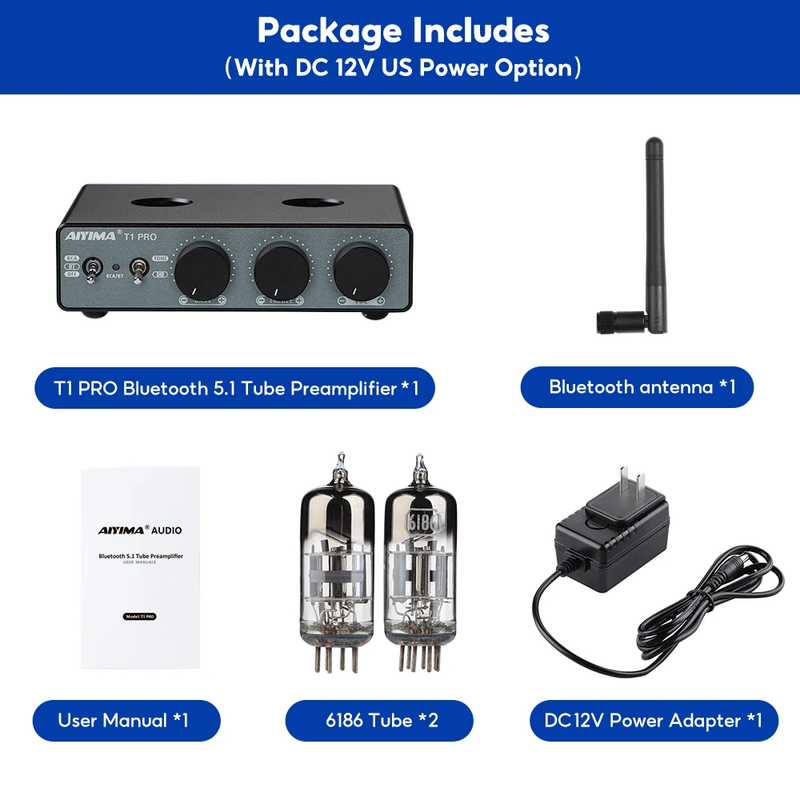 T1 PRO Tube Preamp Vacuum Pre-Amplifier Bluetooth 5.1 QCC3040 APTX-HD Vacuum Tub