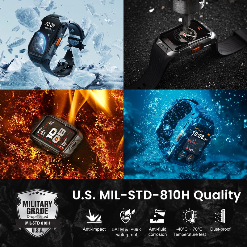 2025 TANK X2 Rugged Smart Watch for Men 3D Curved Screen AMOLED AOD 5ATM IP69K