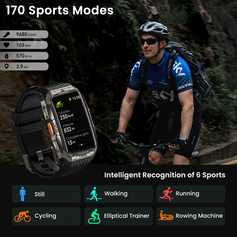 2025 TANK X2 Rugged Smart Watch for Men 3D Curved Screen AMOLED AOD 5ATM IP69K