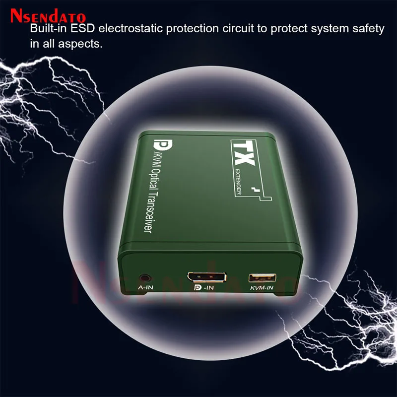 20Km DP Fiber KVM Extender Transceiver over LC Fiber Optical Cable 1080P USB KVM
