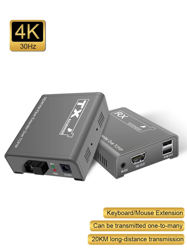 4K HDMI USB KVM Optical Extender 20KM TCP/IP KVM Extender HDMI over SC FC Fiber