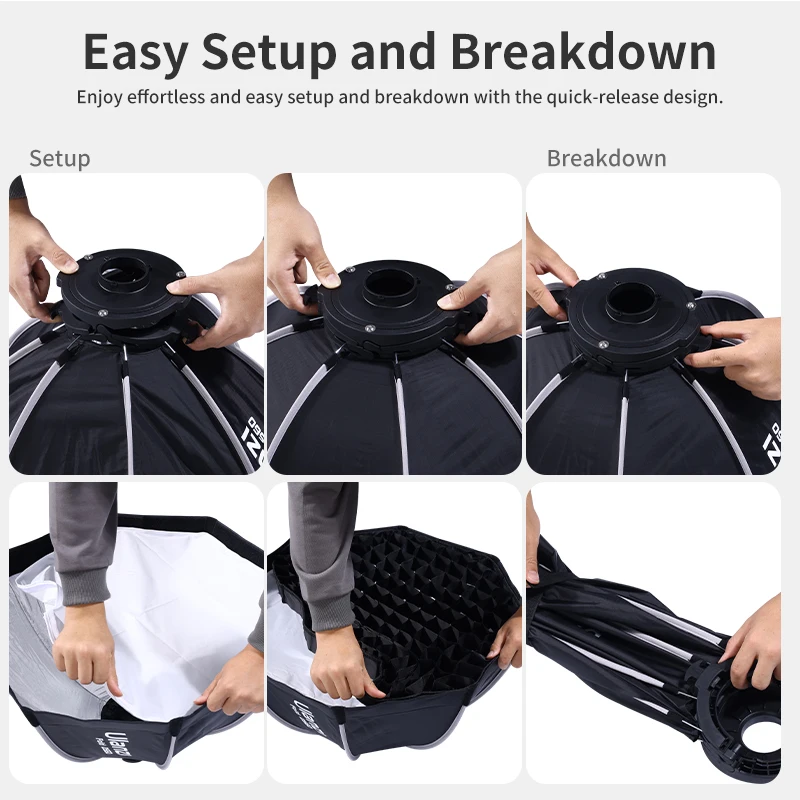40/60CM Mini Bowens Mount Octagonal Softbox Quick Release High-Density Nylon Fab