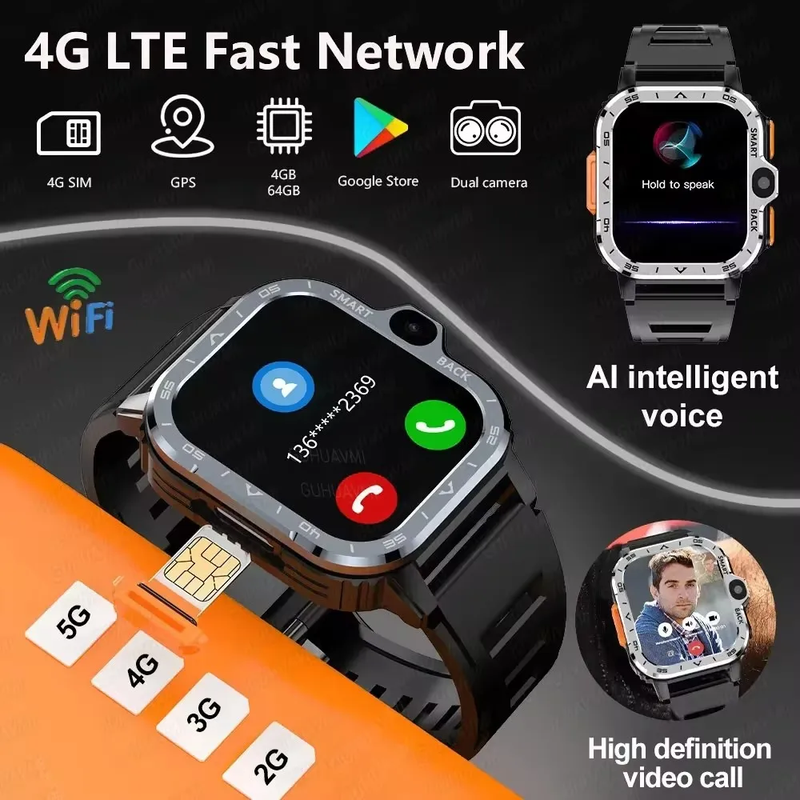 2025 SIM Global Applicability Smart Watch Men 16/64G Memory HD Video Call GPS Na