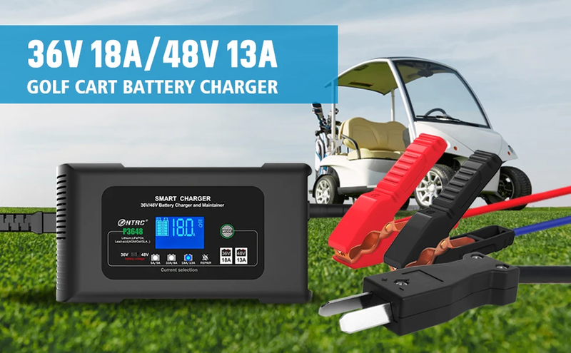 18Amp 36V/48V Golf Cart Battery Charger for Lithium Lifepo4 Lead-Acid Battery wi