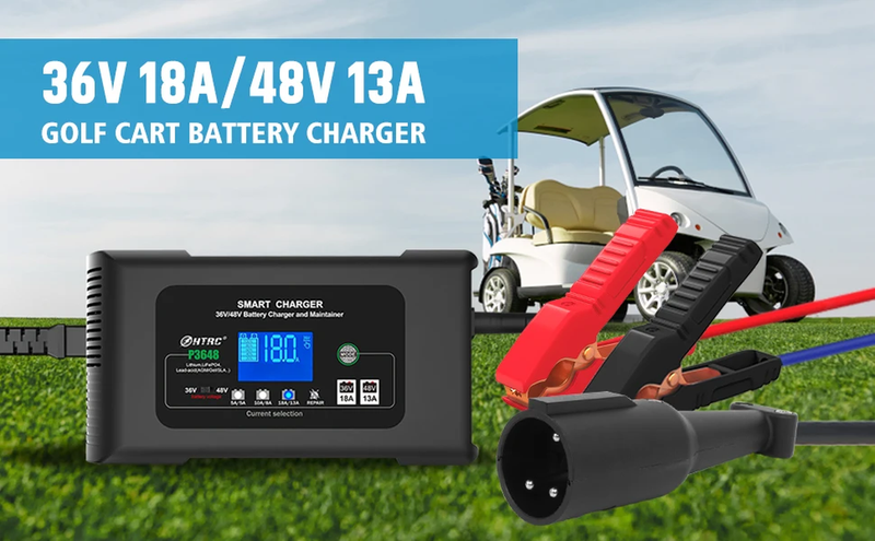 18Amp 36V/48V Golf Cart Battery Charger for Lithium Lifepo4 Lead-Acid Battery wi