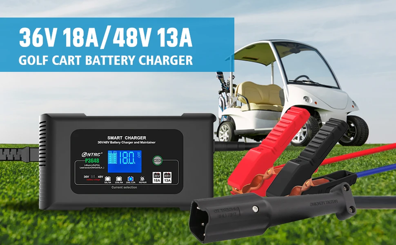 18Amp 36V/48V Golf Cart Battery Charger for Lithium Lifepo4 Lead-Acid Battery wi