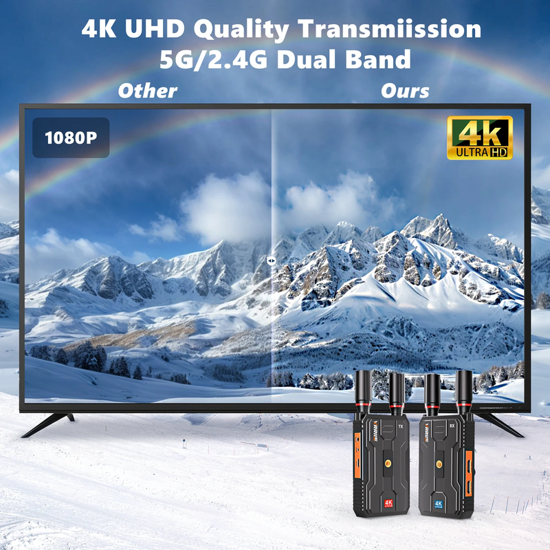 4K Wireless HDMI Video Transmitter and Receiver Extender Kit 400M Los Range for