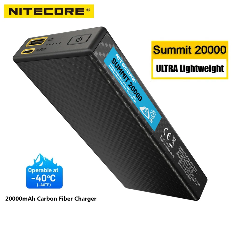 Nitecore SUMMIT 20000 Mobile Power Bank Low Temperature Carbon Fiber Charger Fas