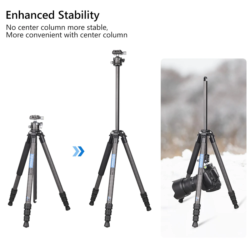 AT-06C Compact Carbon Fiber Tripod,25.5Mm Tube Professional Travel Tripod Monopo