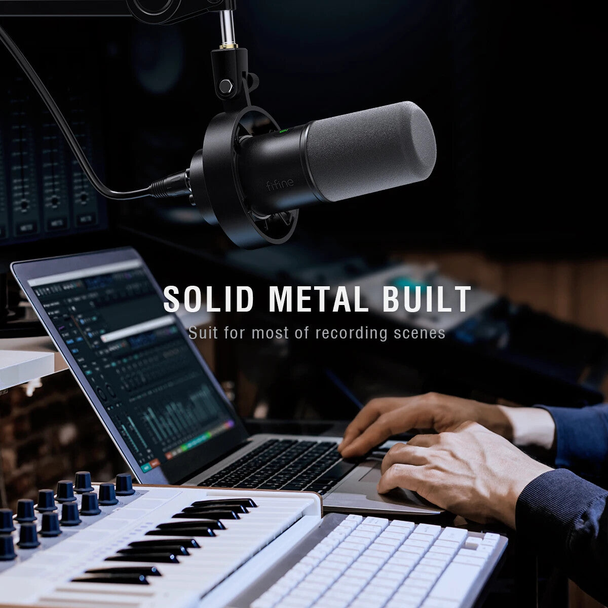 FIFINE Recording Microphone with Mute/Volume Gain/Monitor,Dynamic USB/XLR Metal