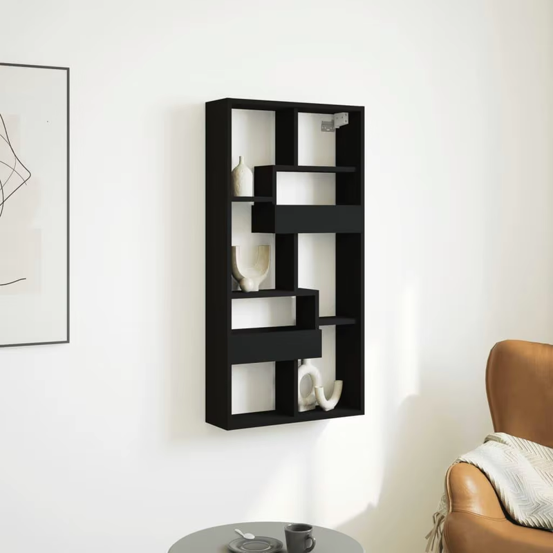 50X15X100 Cm Black Engineered Wood Wall Cabinet - Stylish Storage Solution