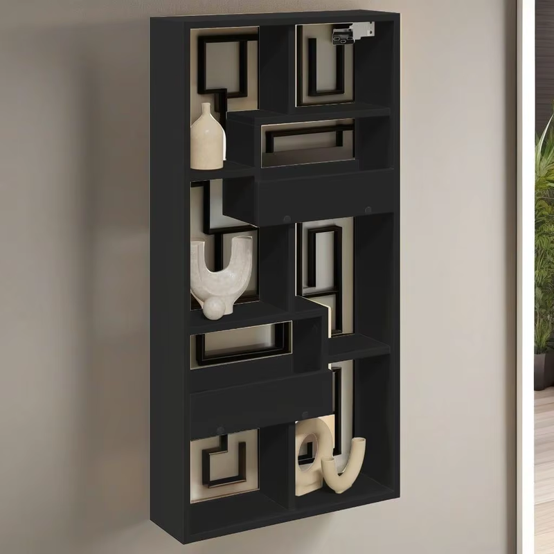 50X15X100 Cm Black Engineered Wood Wall Cabinet - Stylish Storage Solution