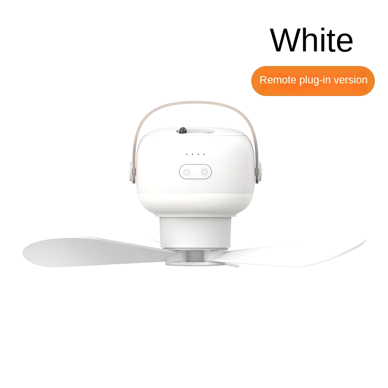Portable Wireless Mini Ceiling Fan Light USB Fan with Remote Control, Stand, Nig
