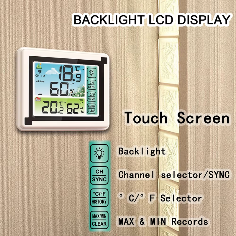 Digital Thermometer Weather Station Indoor Outdoor Wireless Temperature Humidity