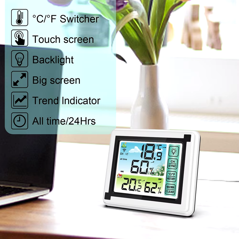 Digital Thermometer Weather Station Indoor Outdoor Wireless Temperature Humidity