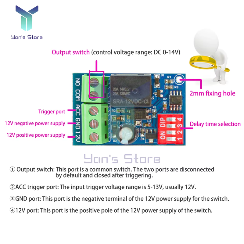 DC 12V Time Delay Relay Module Car Power On/Off Delay Relay Switch for Car Modif
