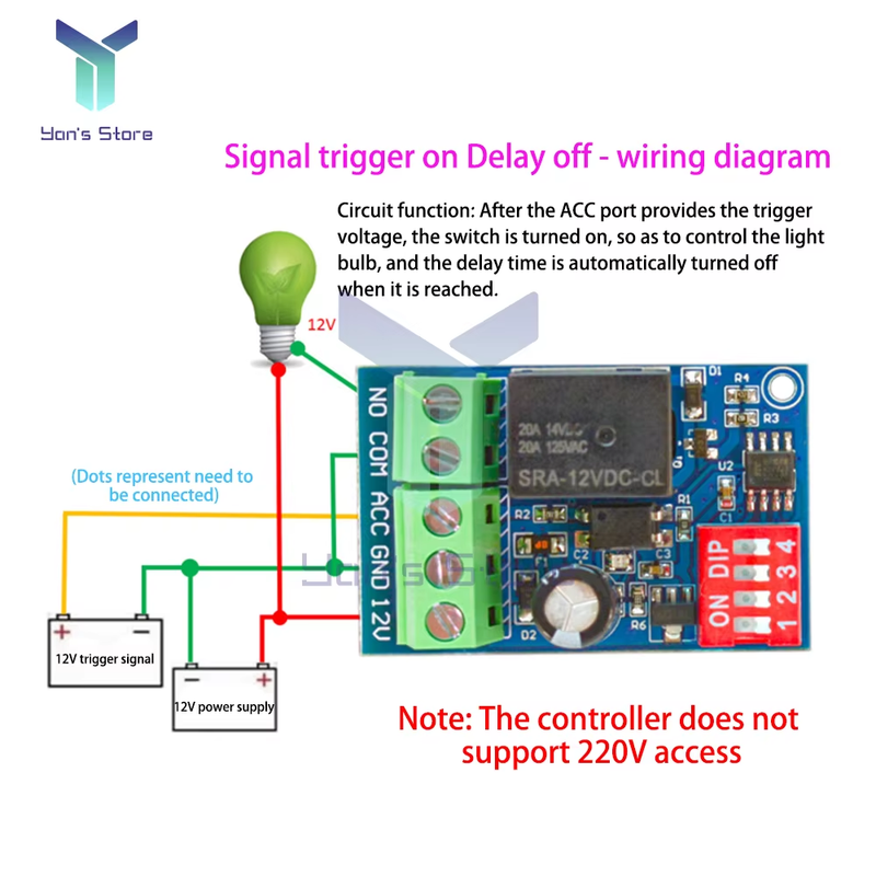 DC 12V Time Delay Relay Module Car Power On/Off Delay Relay Switch for Car Modif
