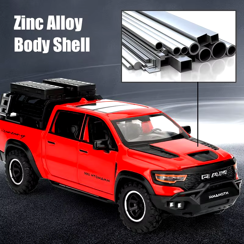 1/32 Dodge RAM MAMMOTH Pickup Toy Car Miniature Diecast Metal off Road Vehicle M