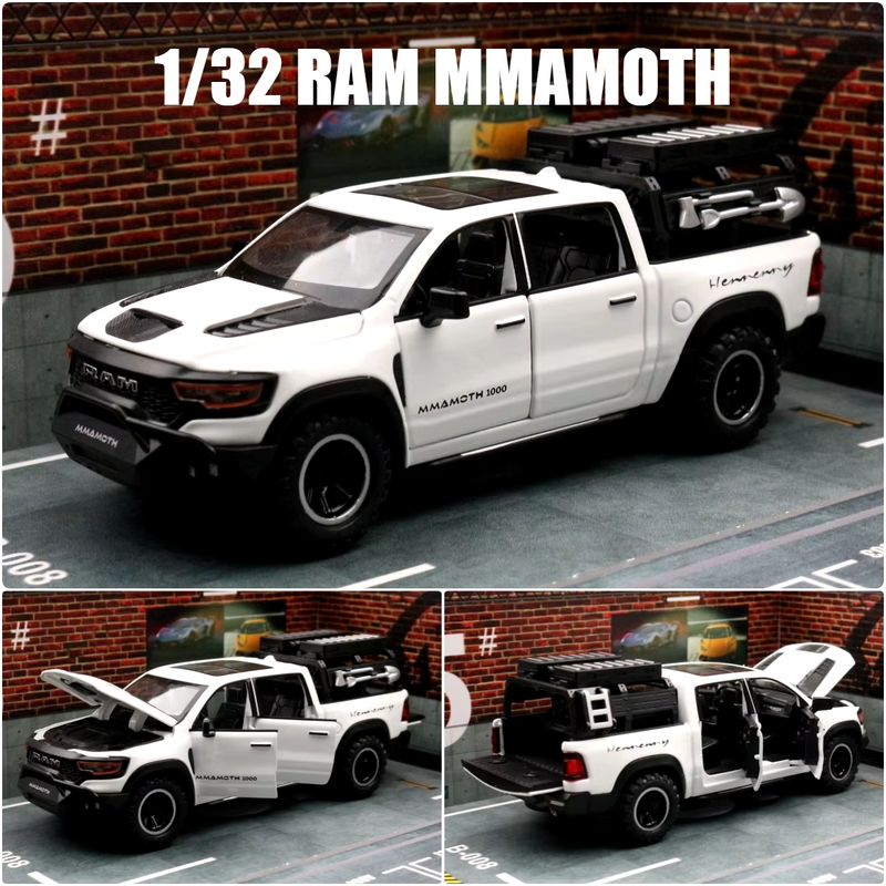 1/32 Dodge RAM MAMMOTH Pickup Toy Car Miniature Diecast Metal off Road Vehicle M