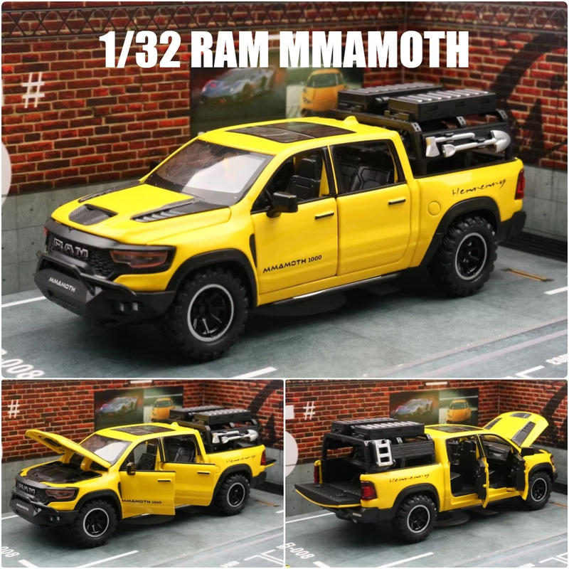 1/32 Dodge RAM MAMMOTH Pickup Toy Car Miniature Diecast Metal off Road Vehicle M