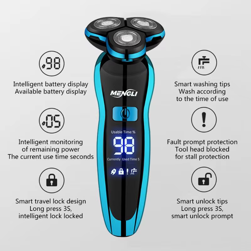 ZOZEN Men Electric Shaver Rechargeable Electric Razor Hair Cutting Shaving Mahin