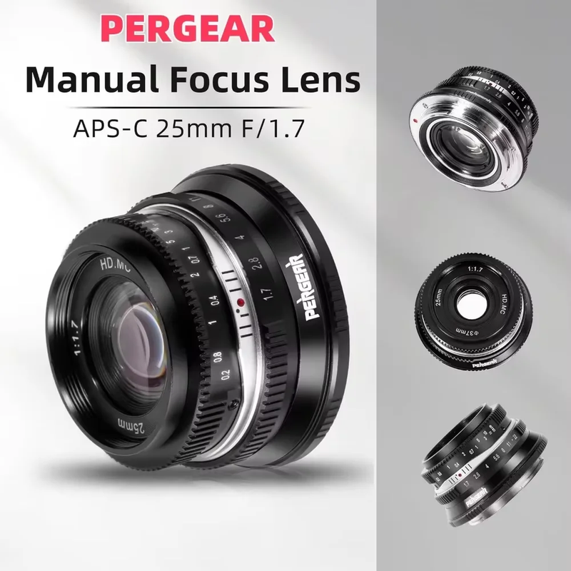 25Mm F1.7 Manual Camera Lens APS-C for Fuji X Canon RF Nikon Z M4/3 Sony E Mount