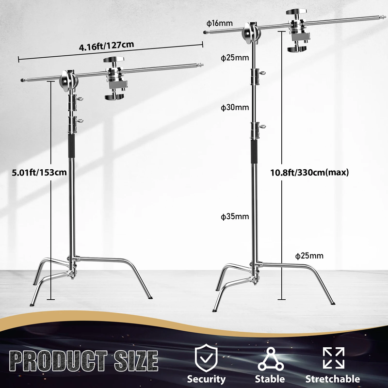2.6M/8.5FT Stainless Steel Century Foldable Light Stand Tripod Magic Leg Photogr