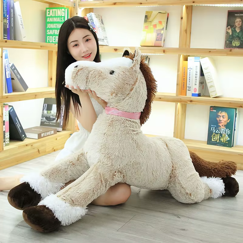 1Pc 90CM Big Size Cute Lying Horse Plush Toys Stuffed Cartoon Animal Horse Child