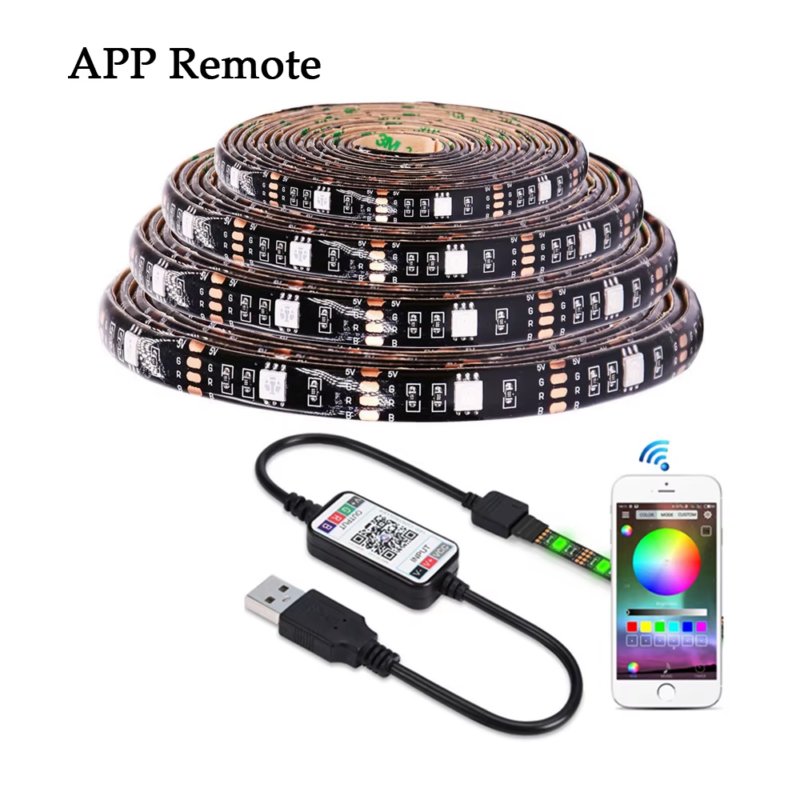 5V USB 5050 RGB LED Strip Light Bluetooth APP Remote LED Lights Strip Music Sync